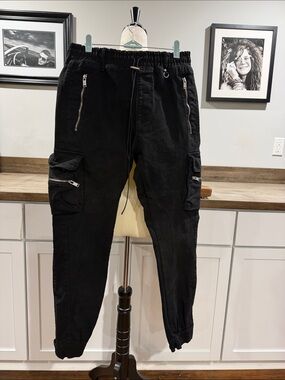 Hyper denim black Casual Drawstring Cargo Pants size Medium streetwear